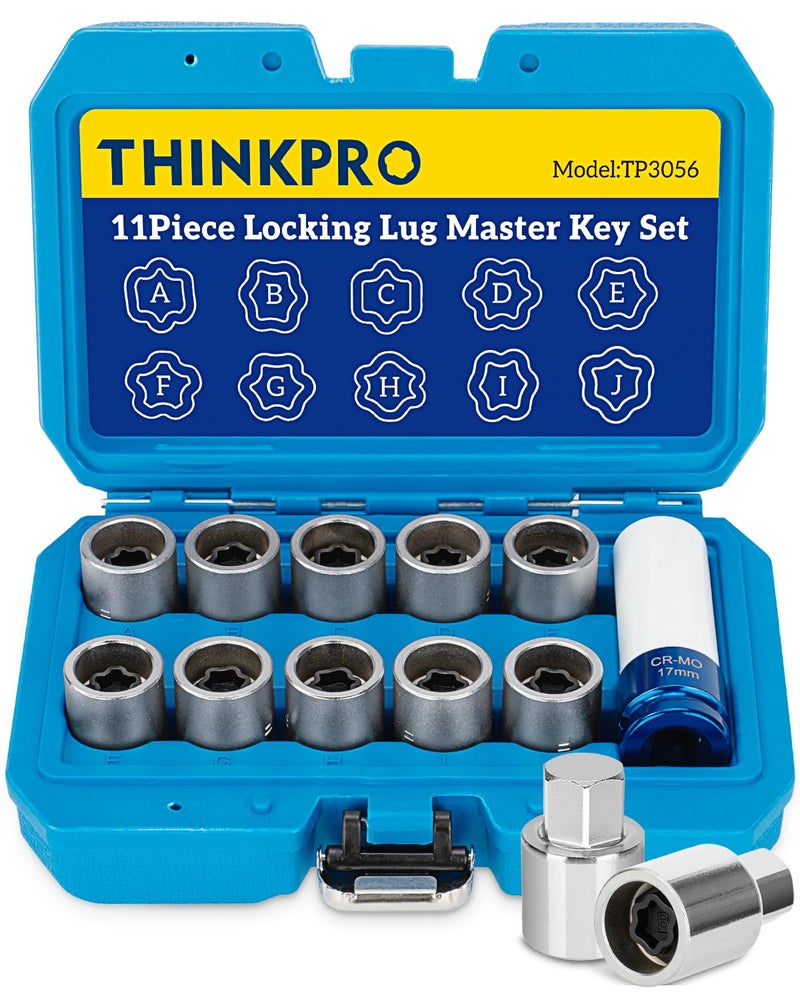 Thinkpro Locking Lug Nut Key-Wheel Lock Key Compatible with Toyota,Lexus,Tacoma,etc. 10 Pieces Wheel Lock Removal Kit,A to J Anti Theft Lug Nut Removal Tool - Image 1